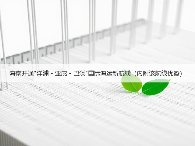 海南开通洋浦－亚庇－巴淡国际海运新航线（内附该航线优势）(图1)